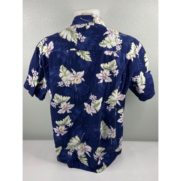 Aloha Republic Men XL Blue Hawaiian Shirt Floral Palm Casual Beach - Picture 5 of 9